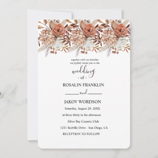 watercolor floral wedding Invitation Einladung (Vorderseite)