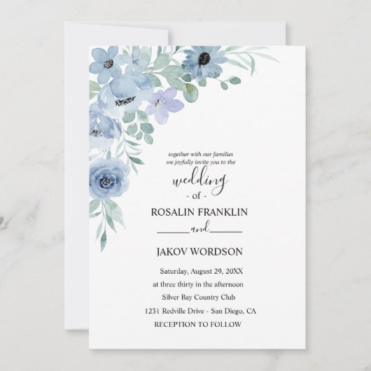 watercolor floral wedding Invitation  Einladung (Vorderseite)