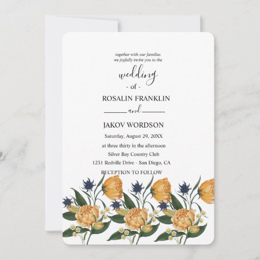 watercolor floral wedding Invitation Einladung (Vorderseite)