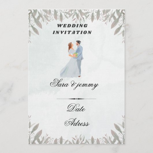 Watercolor Floral Wedding Invitation Einladung (Vorderseite)