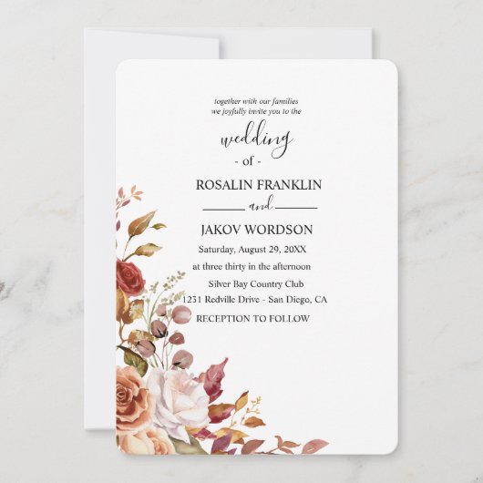watercolor floral wedding Invitation Einladung (Vorderseite)