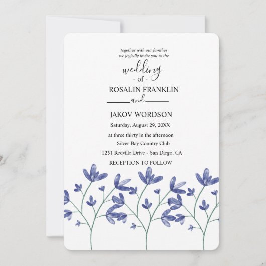 watercolor floral wedding Invitation Einladung (Vorderseite)