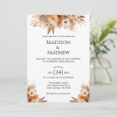 Watercolor Floral Wedding Invitation Orange Brown Einladung (Stehend Vorderseite)