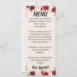Watercolor Floral Wedding Menu Einladung