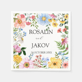 watercolor floral Wedding Napkins Serviette