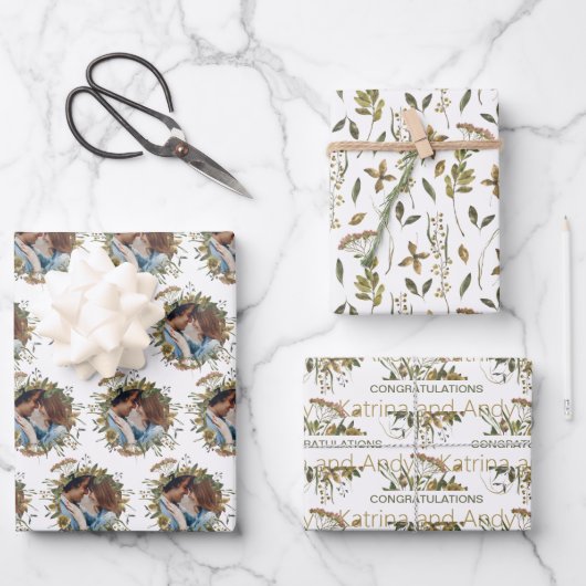 Watercolor Floral Wedding Paper Sheets Geschenkpapier Set (Vorderseite)