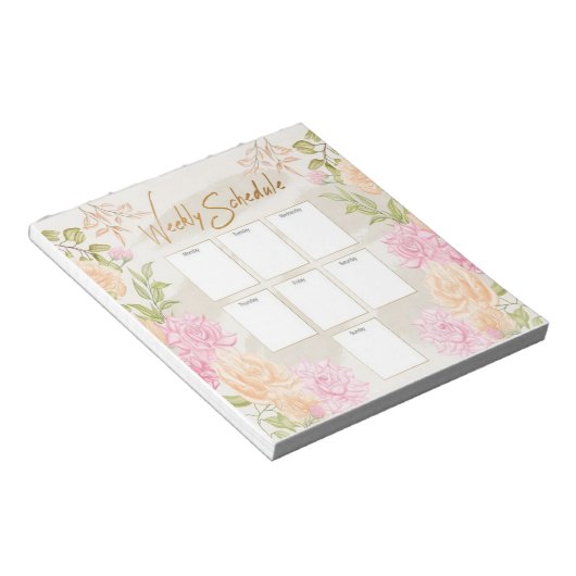 Watercolor Floral Weekly Plan Planer Notizblock (angewinkelt)