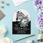 Watercolor Floral Wild Zebra Safari Wedding Acryleinladungen (Insitu (Hochzeit))