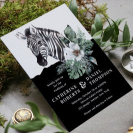 Watercolor Floral Wild Zebra Safari Wedding Einladung