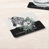 Watercolor Floral Wild Zebra Safari Wedding Rechteckiger Pappuntersetzer (angewinkelt)