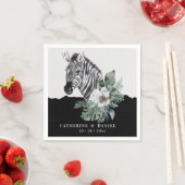 Watercolor Floral Wild Zebra Safari Wedding Serviette (Beispiel)