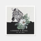 Watercolor Floral Wild Zebra Safari Wedding Serviette (Vorderseite)