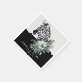 Watercolor Floral Wild Zebra Safari Wedding Serviette (Ecke)
