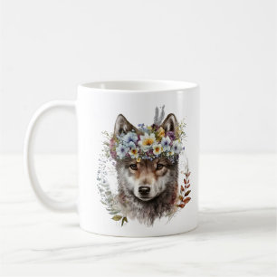 Watercolor Floral Wolf Kaffeetasse