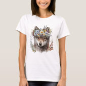 Watercolor Floral Wolf T-Shirt (Vorderseite)