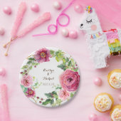 Watercolor Floral Wreath Peony Rose Bridal Shower Pappteller (Party)