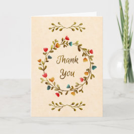 Watercolor Floral Wreath Thank You Karte
