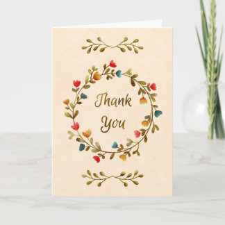 Watercolor Floral Wreath Thank You Karte
