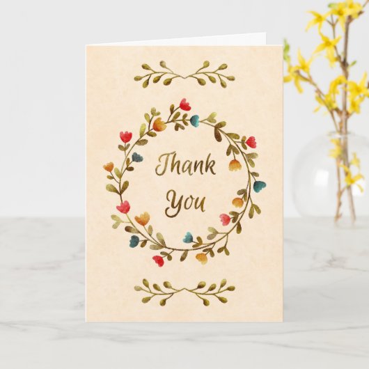 Watercolor Floral Wreath Thank You Karte (Gelbe Blume)