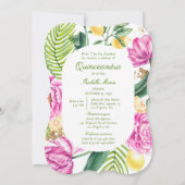 Watercolor Floral Zweisprachige Spanische Quinceañ Einladung (Rückseite)