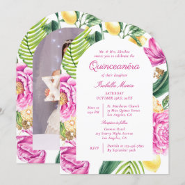 Watercolor Florale Päonien Benutzerdefiniertes Fot Einladung