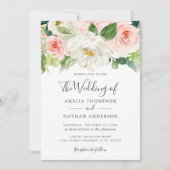 Watercolor Florals Blush Wedding Einladung (Vorderseite)