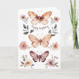 Watercolor Florals Butterfys Glückwunsch zum Gebur Karte