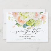 Watercolor Florals Dusty Blue Wedding Save The Date (Vorderseite)