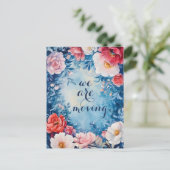 Watercolor Florals neue Ankündigung zur Adressenve Postkarte (Stehend Vorderseite)