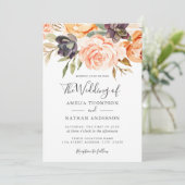 Watercolor Florals Peach Wedding Einladung (Stehend Vorderseite)