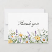 Watercolor Florals Wedding Flat Danke Karte (Vorderseite)