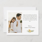 Watercolor Florals Wedding Flat Danke Karte (Rückseite)