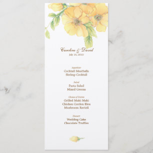 Watercolor Florals Wedding Menu Card Menükarte