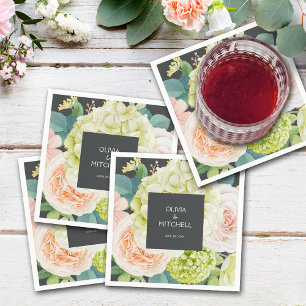 Watercolor Florals Wedding Napkins Serviette