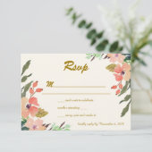 Watercolor Florals Wedding RSVP Einladung (Stehend Vorderseite)