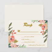Watercolor Florals Wedding RSVP Einladung (Vorne/Hinten)