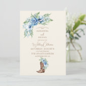 Watercolor Florals Western Cowboy Boots Wedding Einladung (Stehend Vorderseite)
