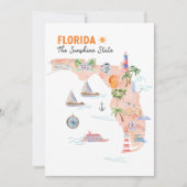 Watercolor Florida State Art Map Flat Greeting Karte (Vorderseite)