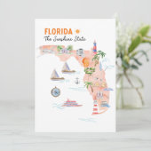 Watercolor Florida State Art Map Flat Greeting Karte (Stehend Vorderseite)