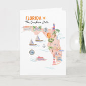 Watercolor Florida State Art Map Folded Greeting Karte (Vorderseite)
