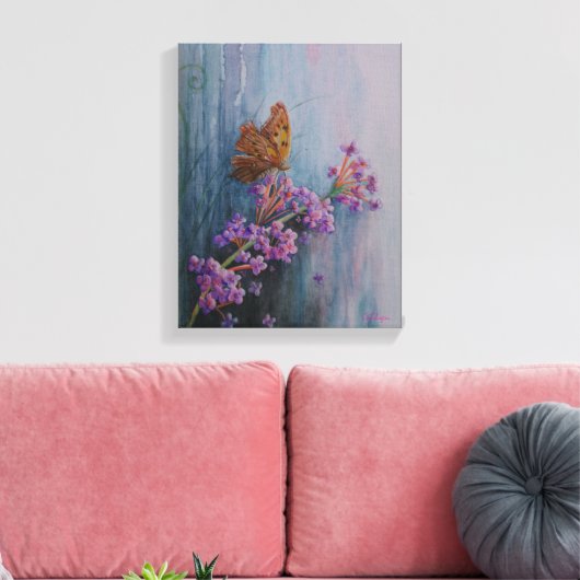 Watercolor Flower and Butterfly Leinwanddruck (Insitu (Wohnzimmer))