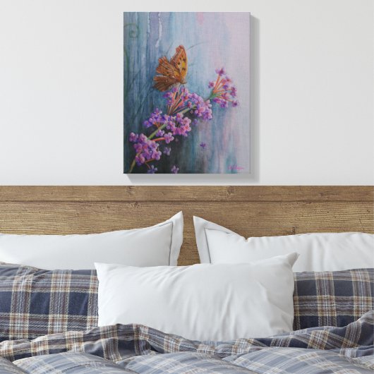 Watercolor Flower and Butterfly Leinwanddruck (Insitu (Schlafzimmer))