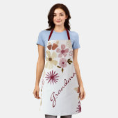 Watercolor Flower Botanical Burgundy Mother's Day  Schürze (Getragen)