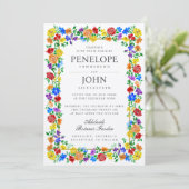 Watercolor Flower Botanical Garden Rainbow Wedding Einladung (Stehend Vorderseite)