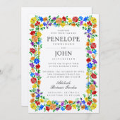 Watercolor Flower Botanical Garden Rainbow Wedding Einladung (Vorne/Hinten)