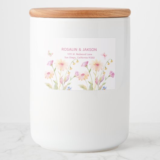 watercolor flower editable lebensmitteletikett (Vorderseite)