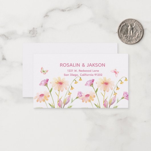 watercolor flower editable mitteilungskarte (Vorderseite/Rückseite Beispiel)