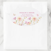 watercolor flower editable ovaler aufkleber (Tasche)