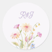 watercolor flower editable runder aufkleber (Vorderseite)
