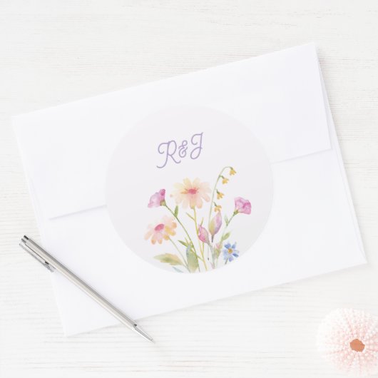 watercolor flower editable runder aufkleber (Umschlag)